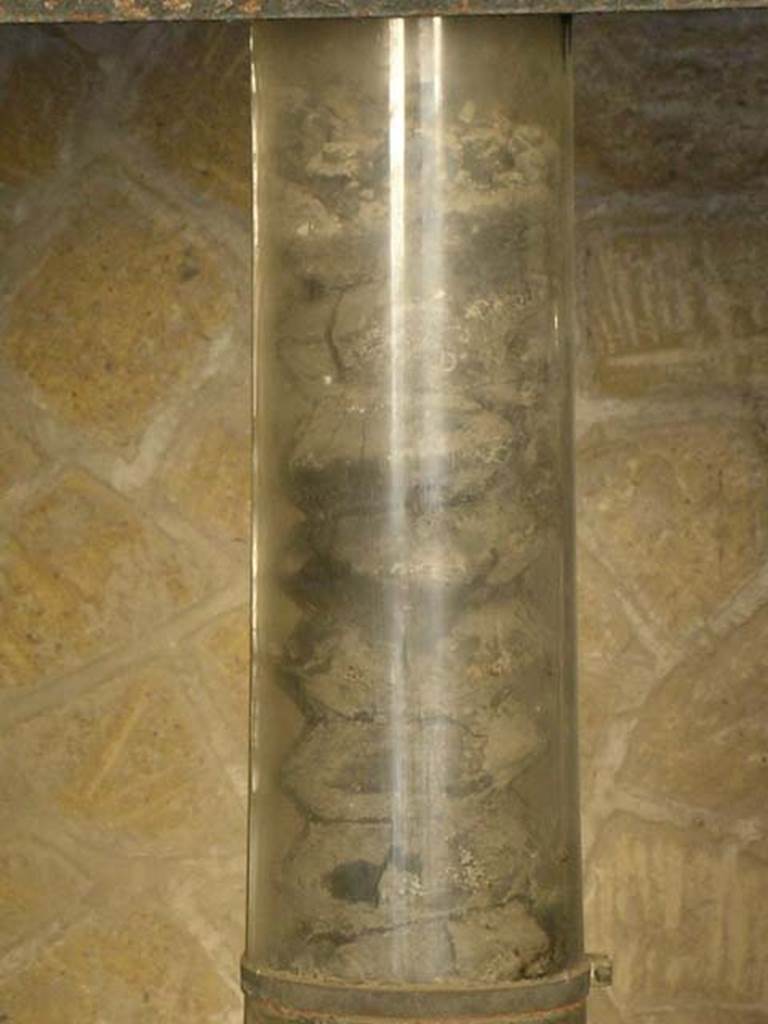 III.10, Herculaneum, May 2005. Detail of the press. Photo courtesy of Nicolas Monteix.